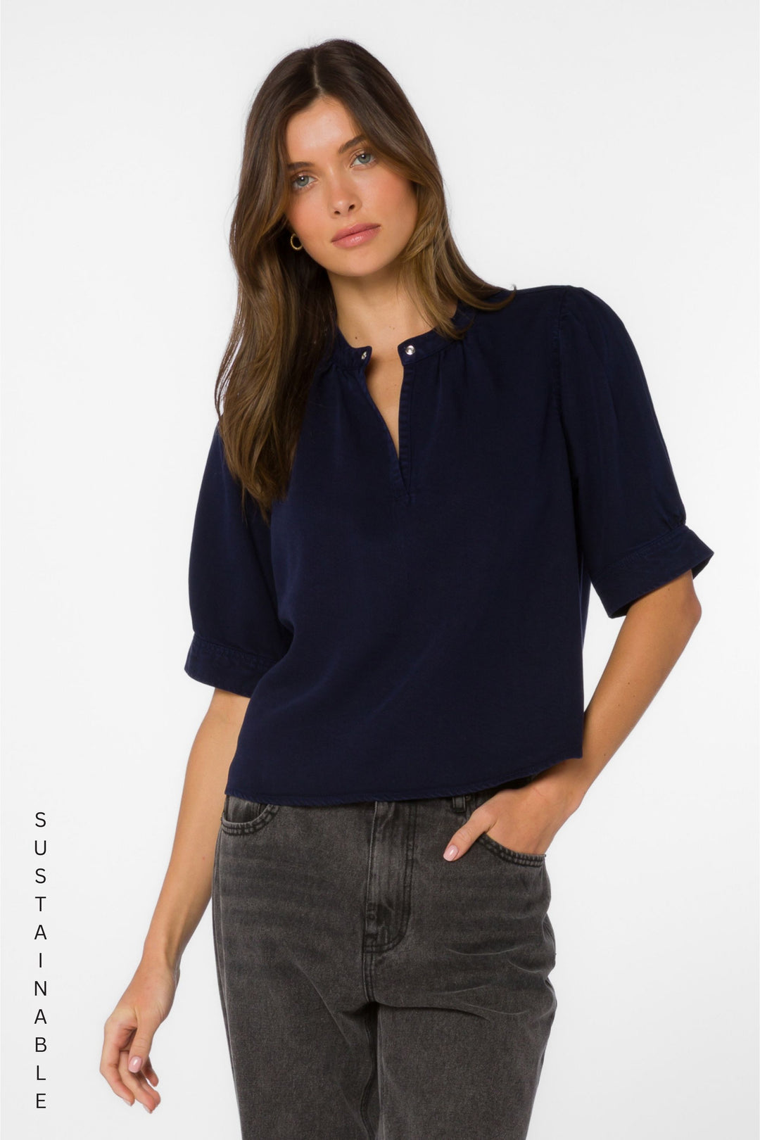 Almafi Dark Blue Top - Tops - Velvet Heart Clothing