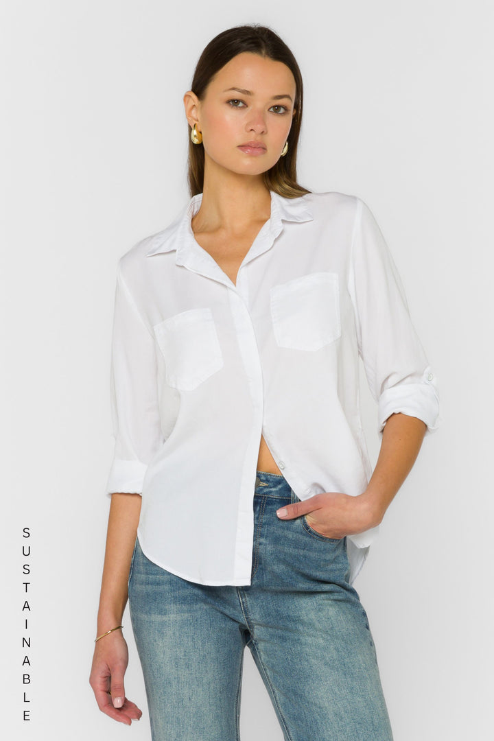 Riley Optic White Shirt - Tops - Velvet Heart Clothing