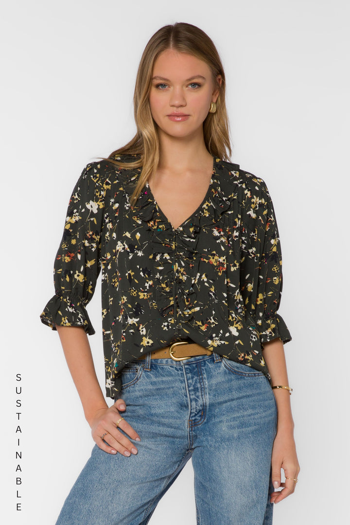 Anthea Floral Camo Tencel Blouse