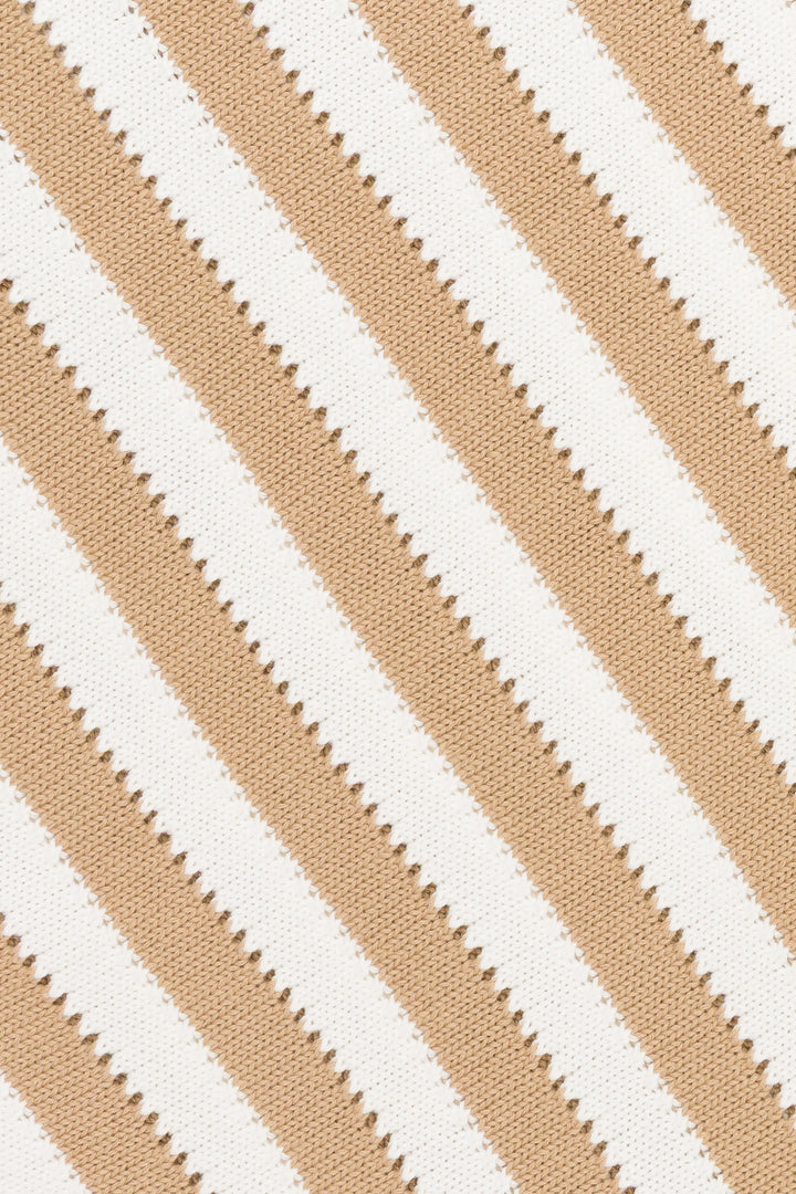 Abree Latte Striped Short Sleeve Sweater