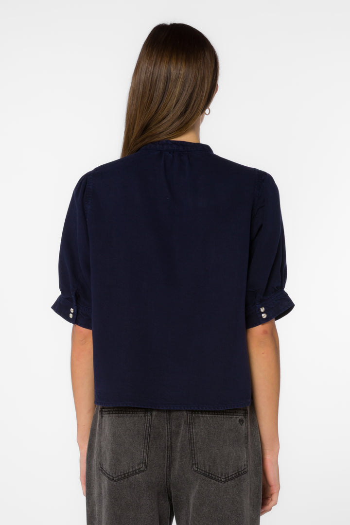 Almafi Dark Blue Top - Tops - Velvet Heart Clothing