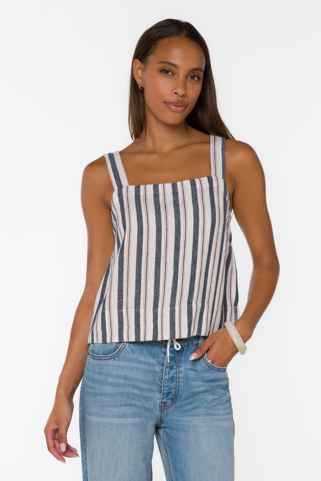 Amora Blue Stripe Tank - Tops - Velvet Heart Clothing