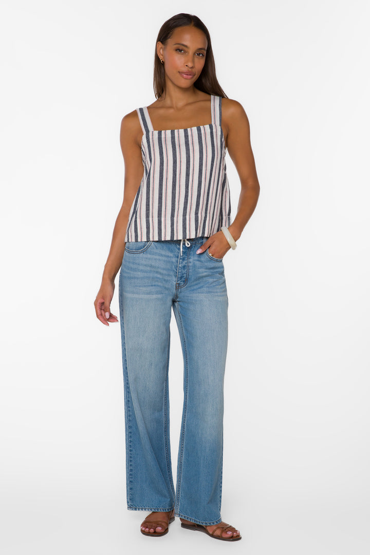 Amora Blue Stripe Tank - Tops - Velvet Heart Clothing