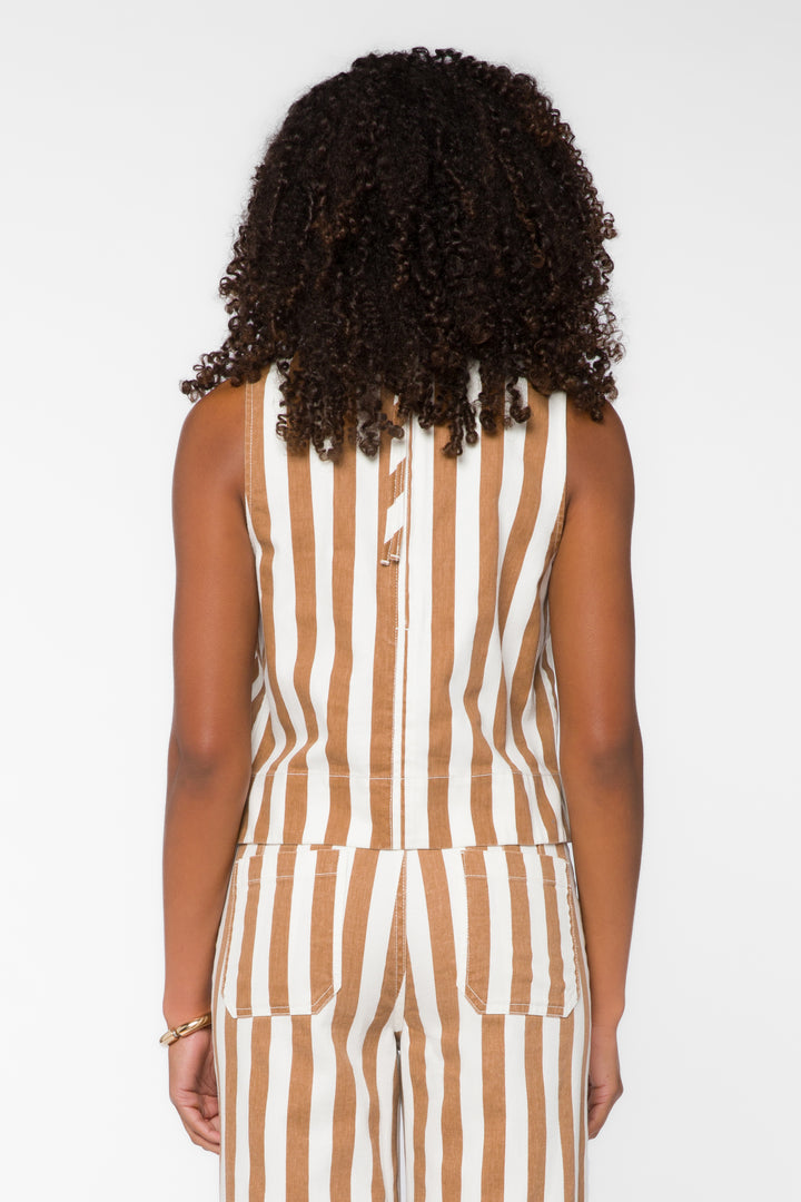 Anna Taupe Stripe Top