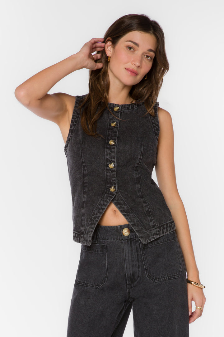 Ardel Faded Black Denim Vest