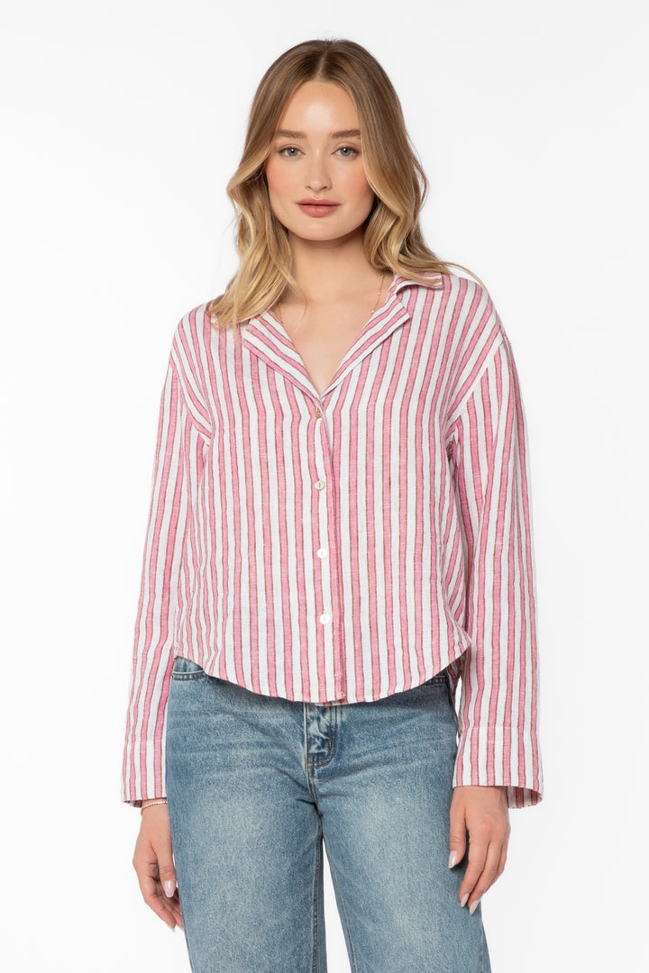 Benny Pink Stripe Shirt - Tops - Velvet Heart Clothing