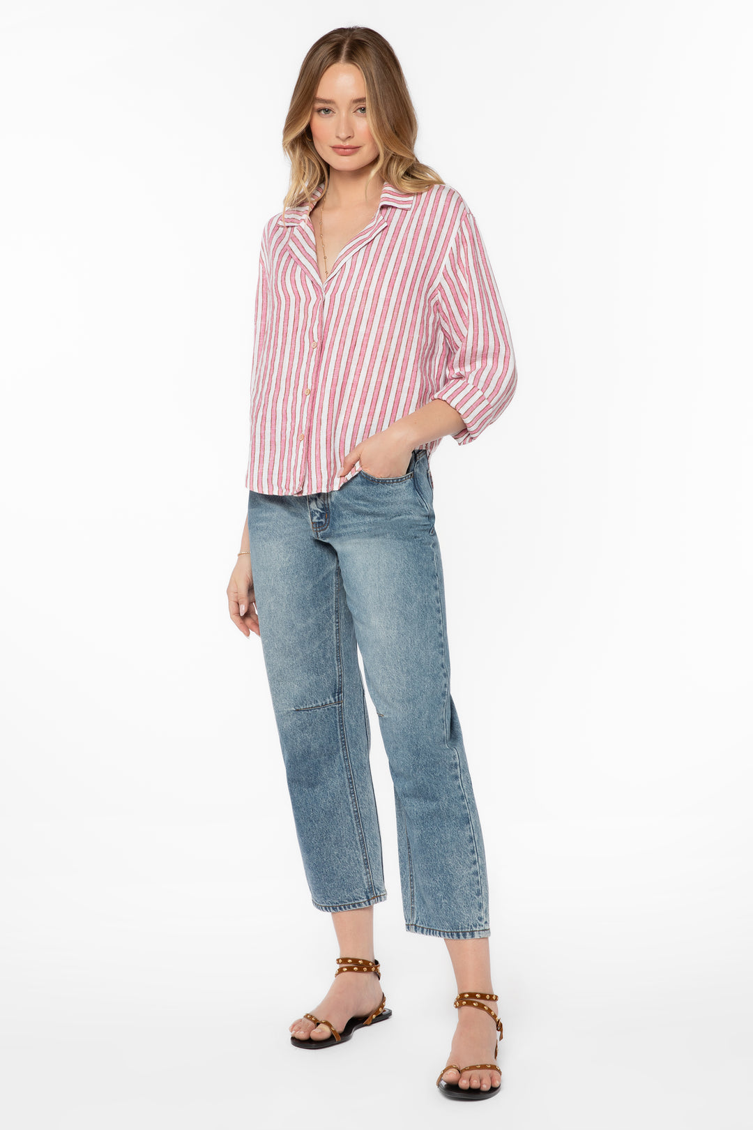 Benny Pink Stripe Shirt - Tops - Velvet Heart Clothing