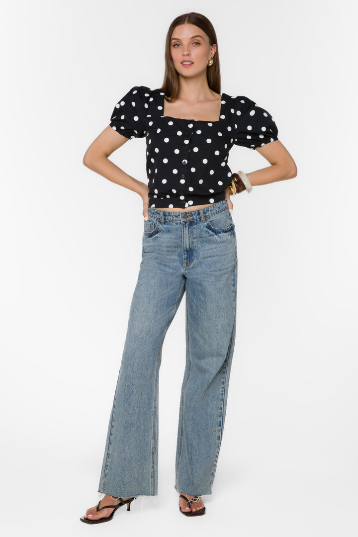Bethie Black Dotted Top - Tops - Velvet Heart Clothing