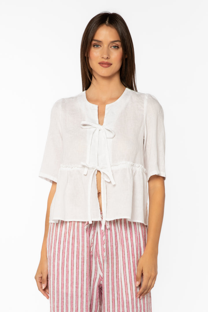 Bevie Optic White Top - Tops - Velvet Heart Clothing