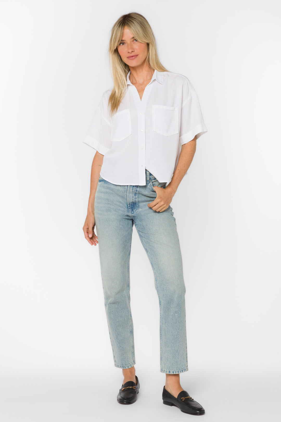 Brandon Optic White Shirt - Tops - Velvet Heart Clothing