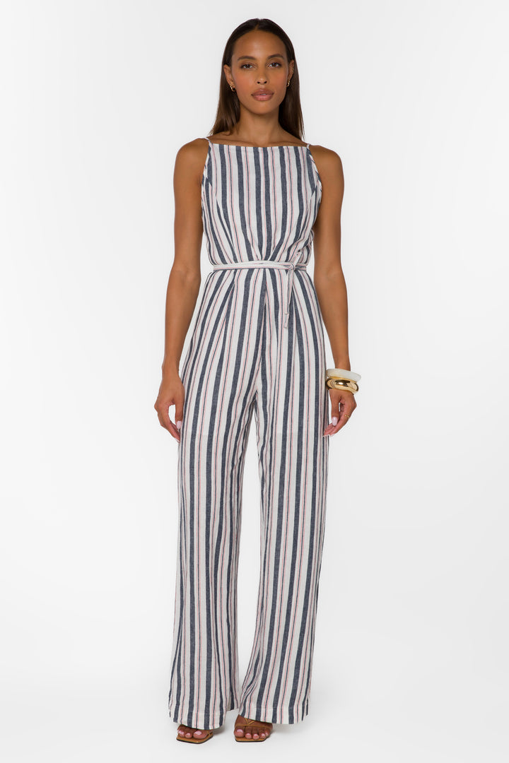 Brenna Blue Stripe Jumpsuit - Jumpsuits & Rompers - Velvet Heart Clothing