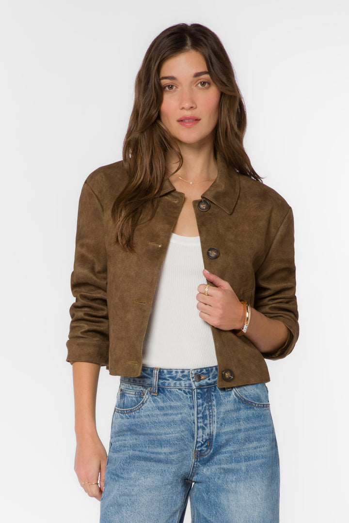 Castel Brown Suede Cropped Jacket