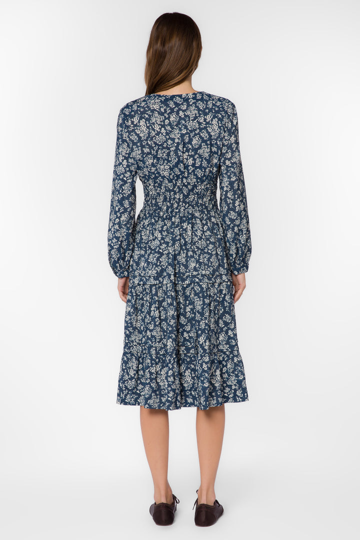 Cordero Navy Floral Midi Dress