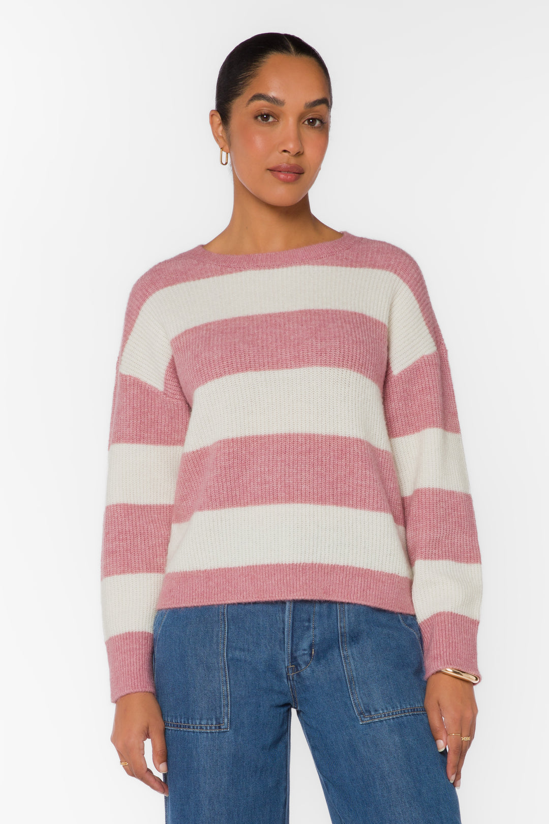 Cornell Mauve Stripe Knit Sweater