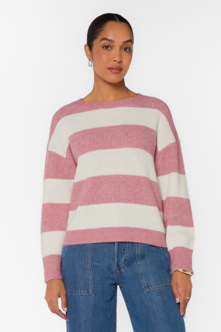 Cornell Mauve Stripe Knit Sweater