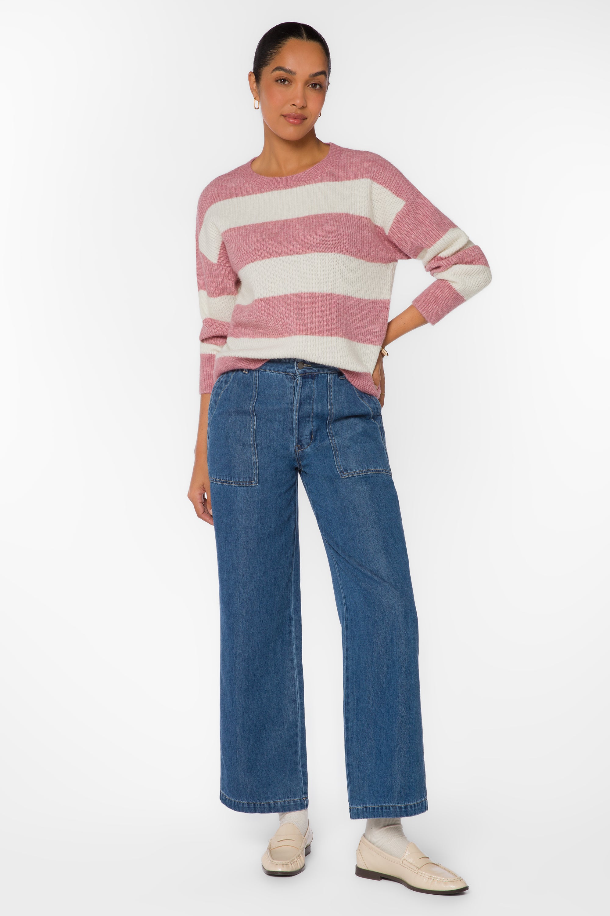 Cornell Mauve Stripe Knit Sweater