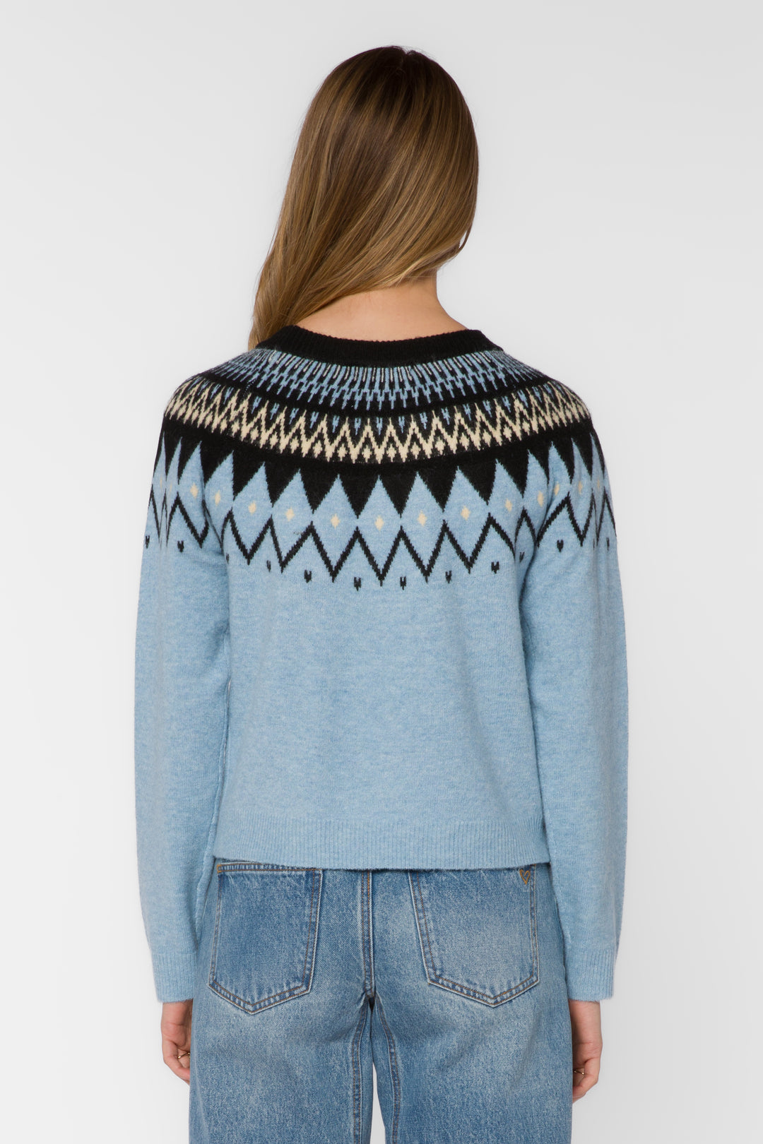 Delvine Blue Nordic Knit Sweater