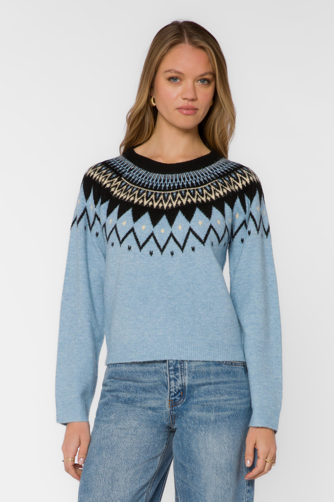 Delvine Blue Nordic Knit Sweater