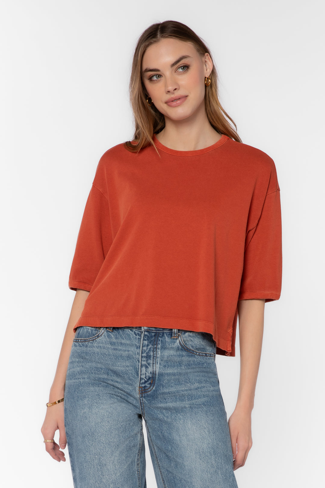 Elias Burnt Brick Cotton Tee