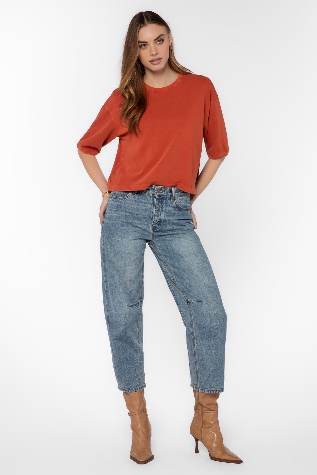 Elias Burnt Brick Cotton Tee