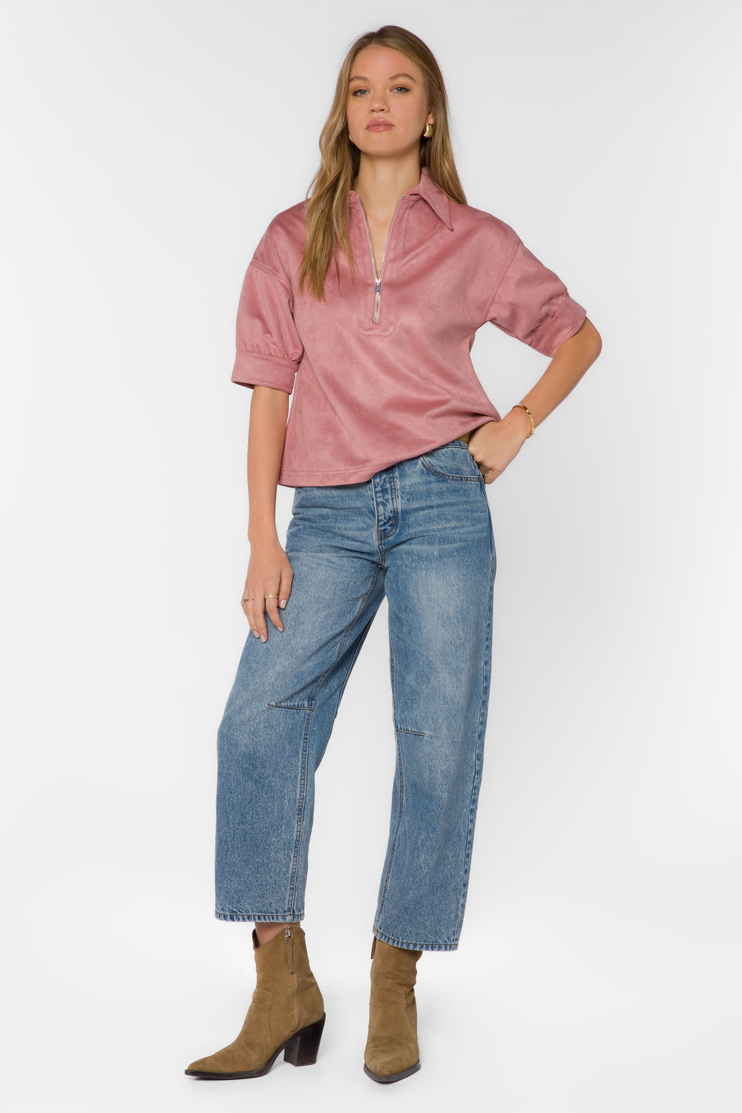Elvie Mauve Suede Top
