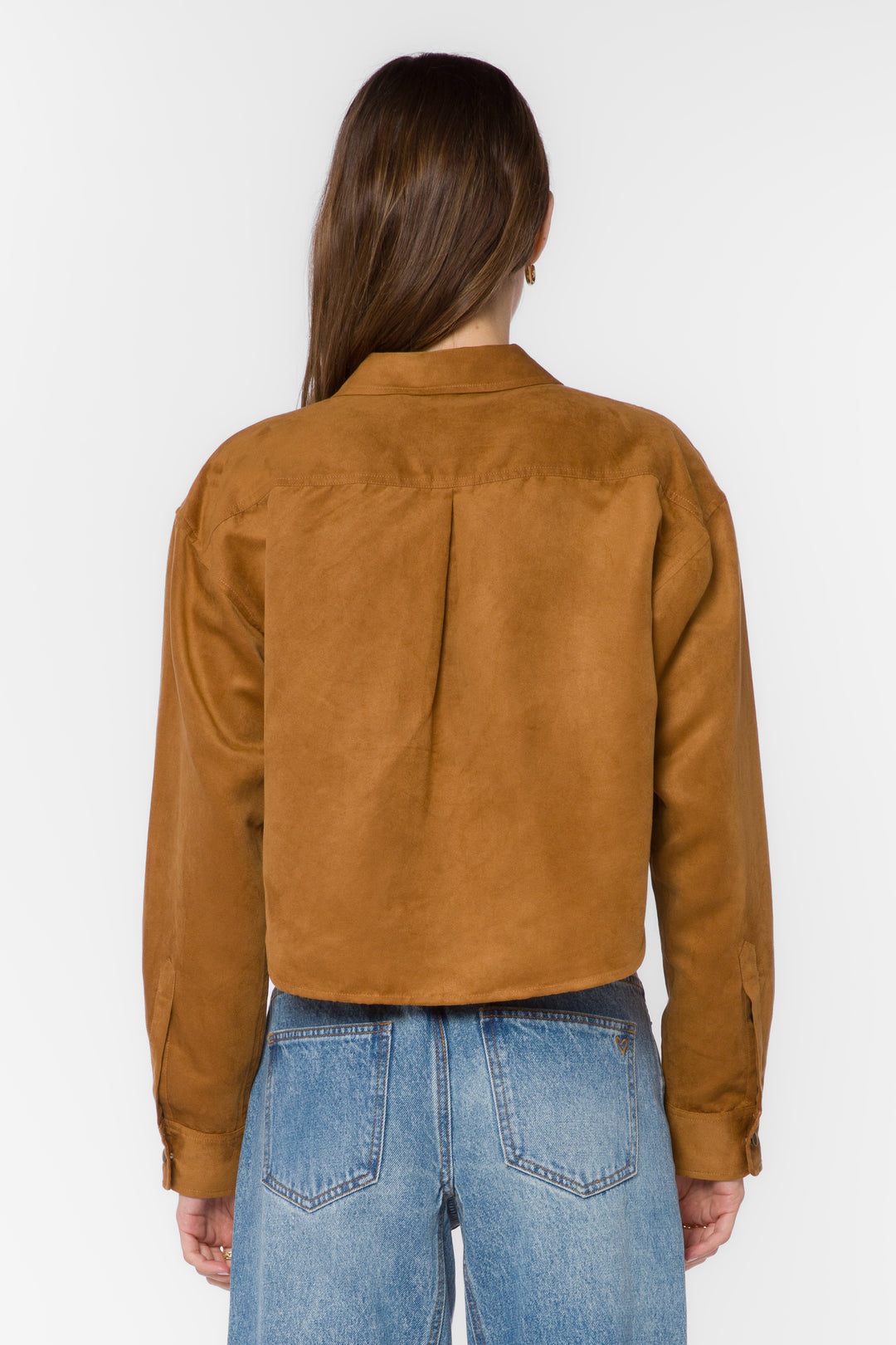 Enya Brandy Microsuede Crop Shirt