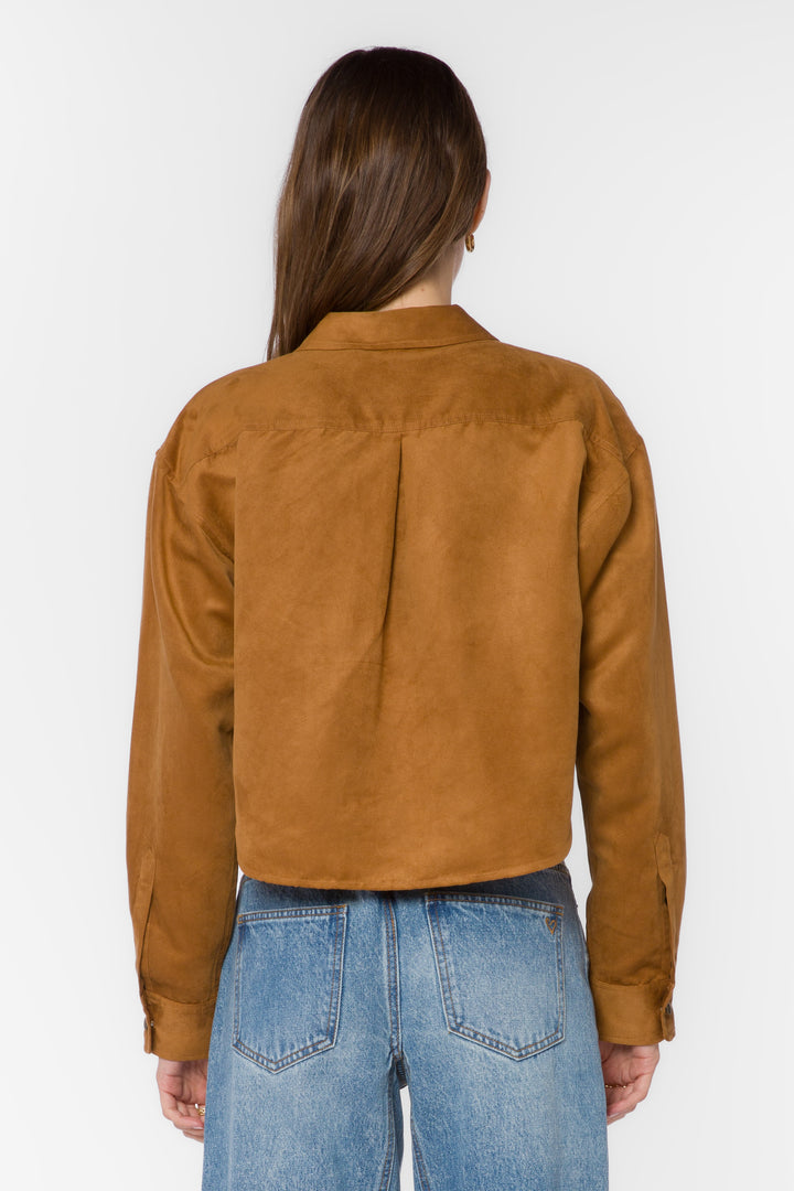 Enya Brandy Microsuede Crop Shirt