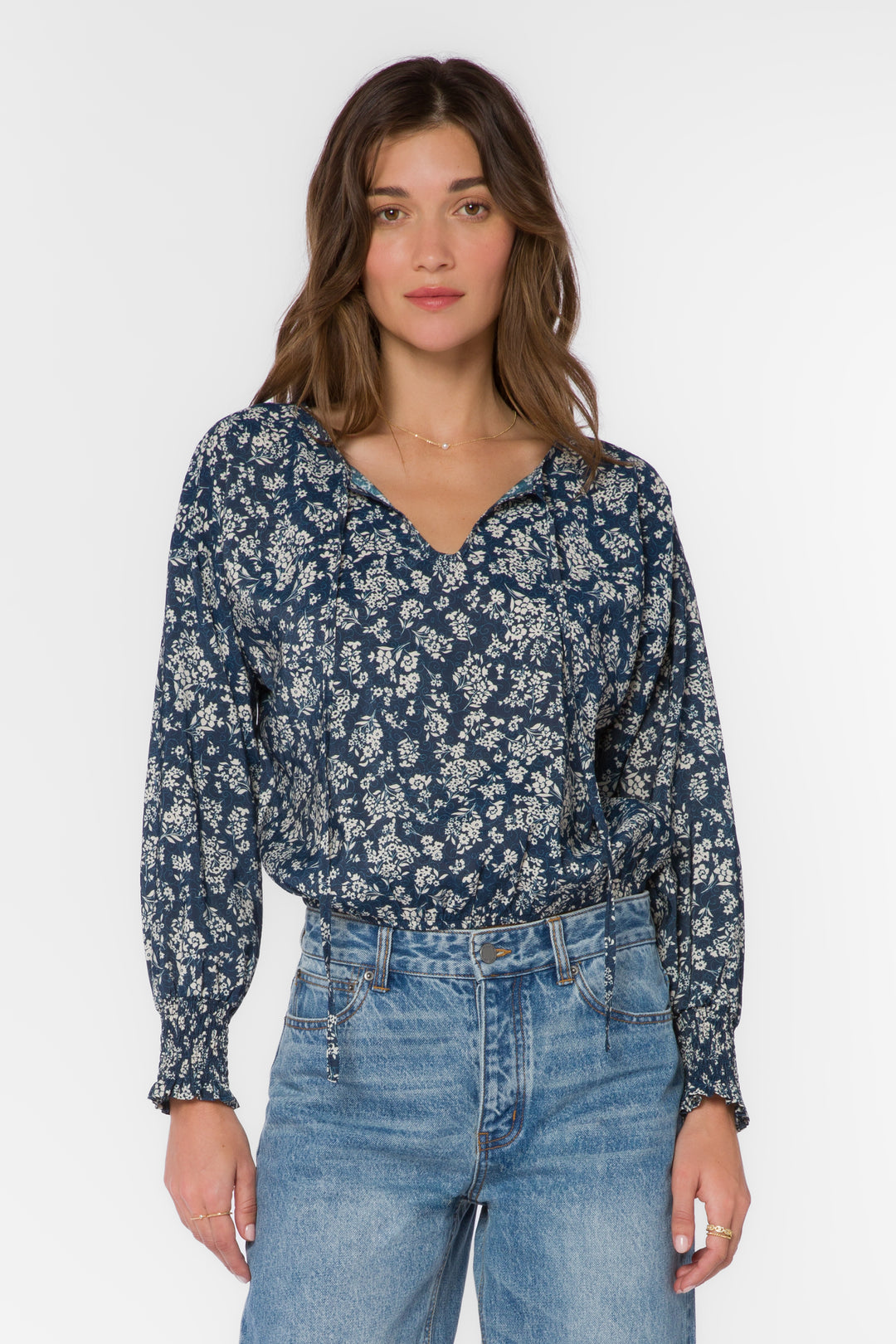 Freya Navy Cropped Floral Top