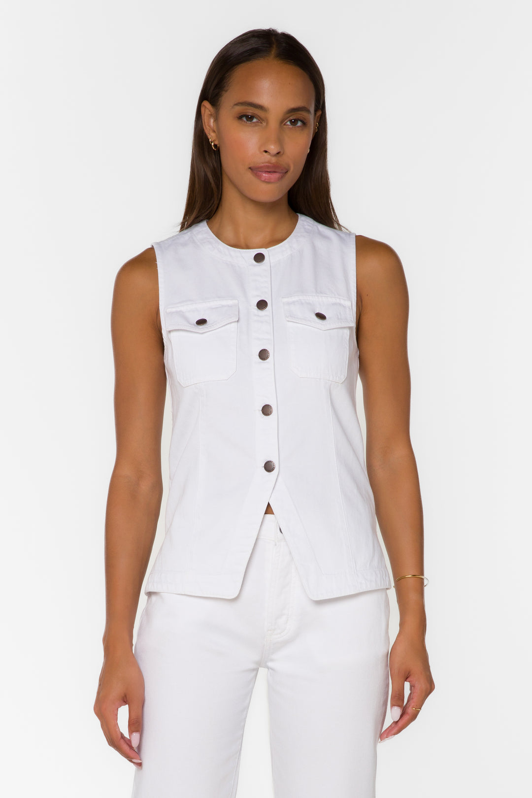 Ideline Optic White Vest - Tops - Velvet Heart Clothing
