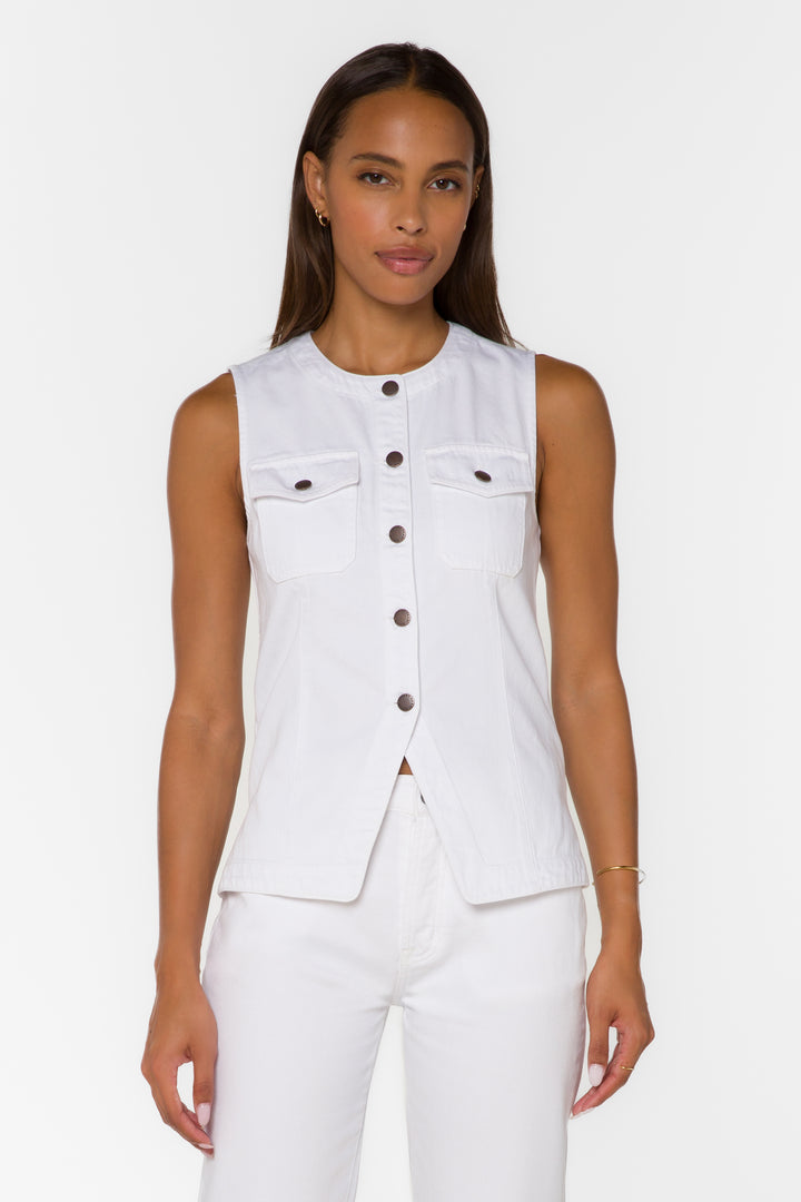 Ideline Optic White Vest - Tops - Velvet Heart Clothing
