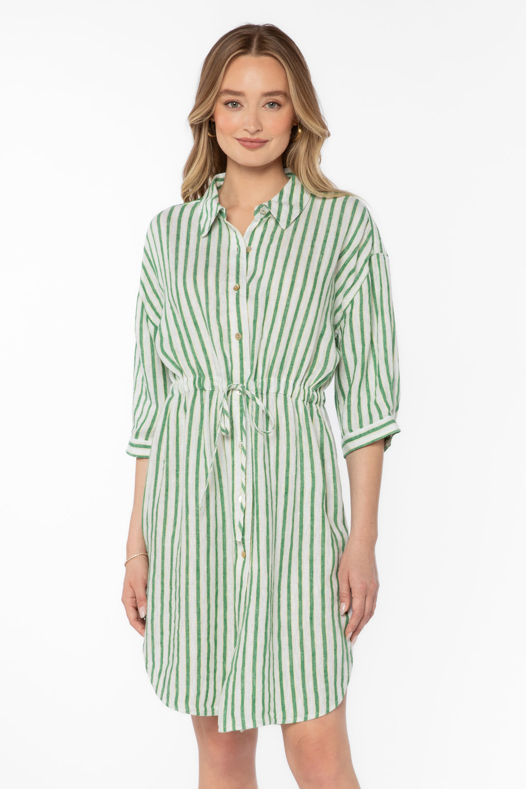 Jenneva Green Stripe Dress - Dresses - Velvet Heart Clothing