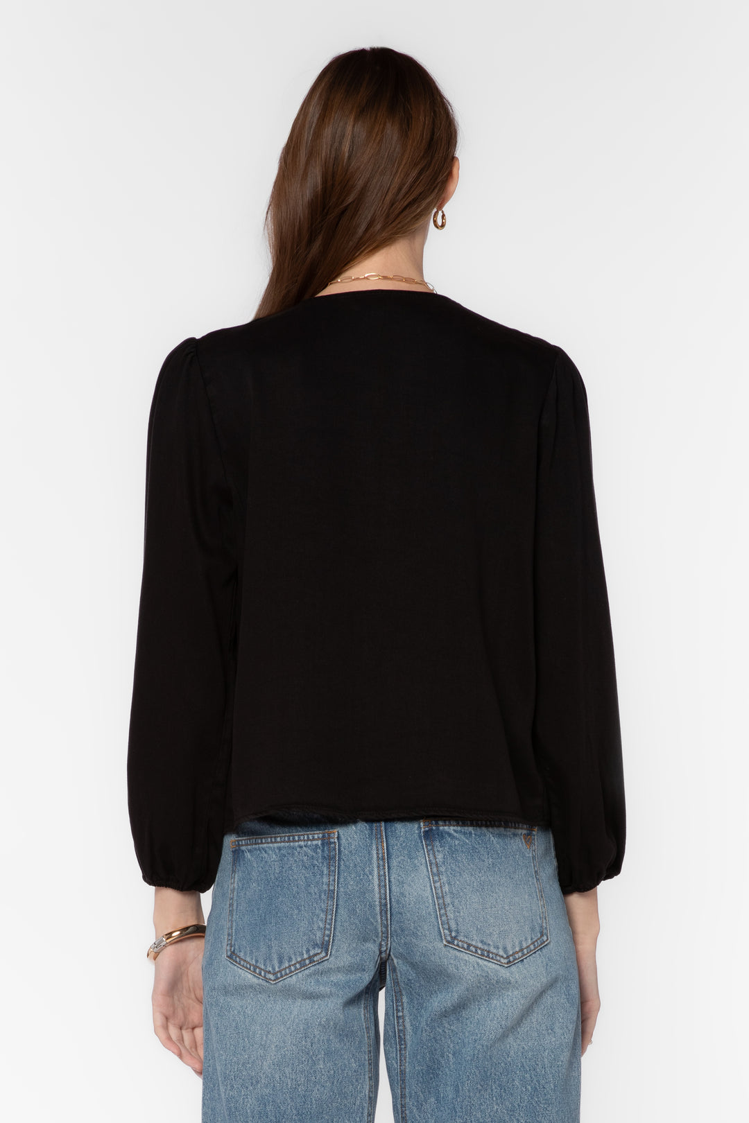 Kiki Black Ruffled Neck Top
