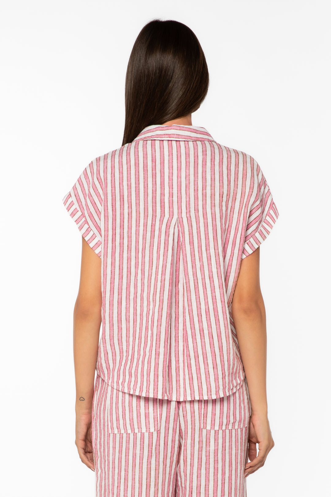 Kirsty Pink Stripe Shirt - Tops - Velvet Heart Clothing
