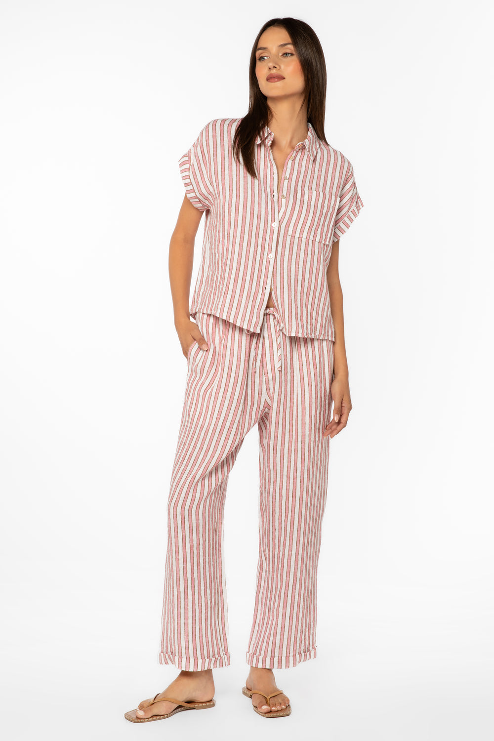 Kirsty Pink Stripe Shirt - Tops - Velvet Heart Clothing