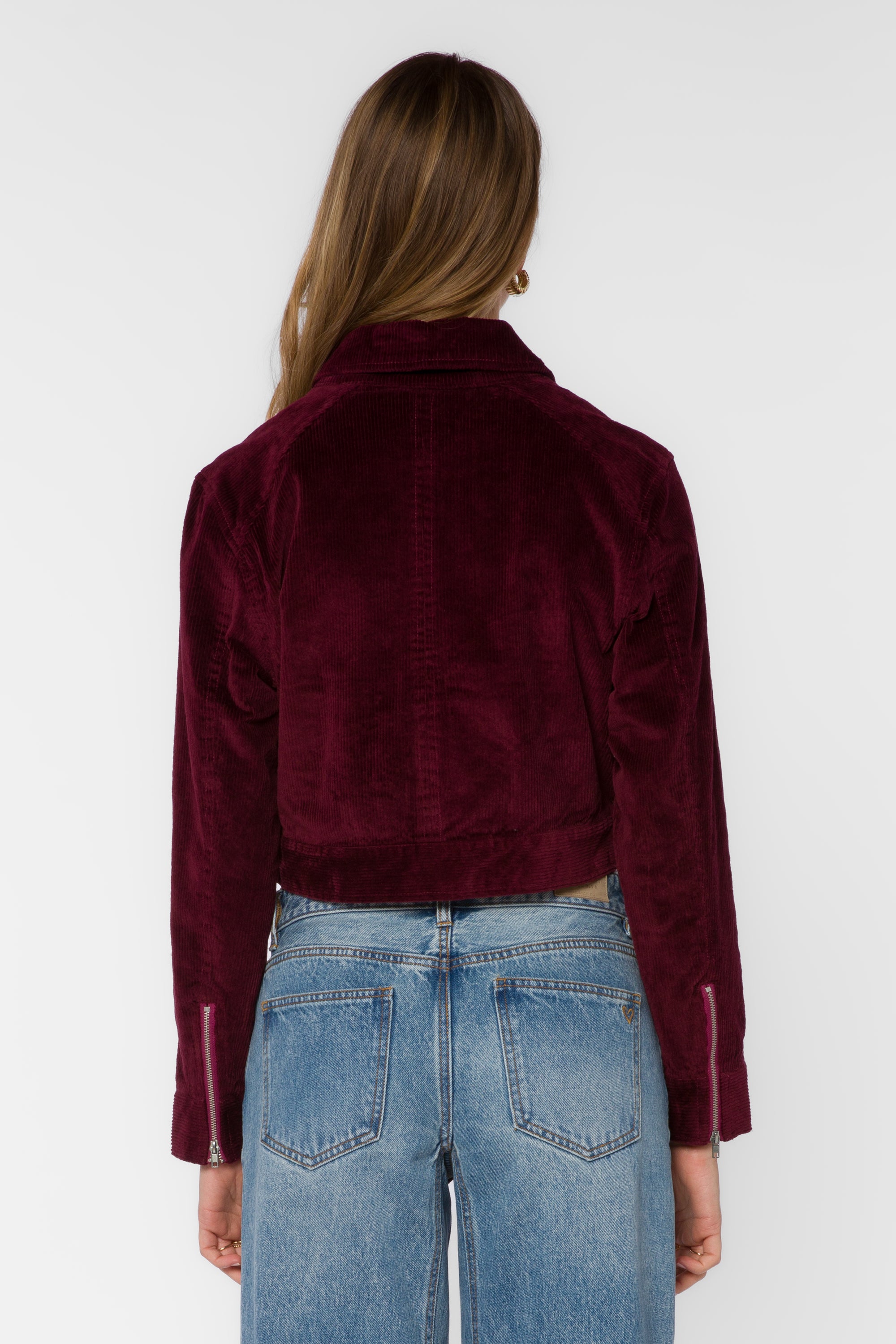Liesel Wine Corduroy Cropped Jacket
