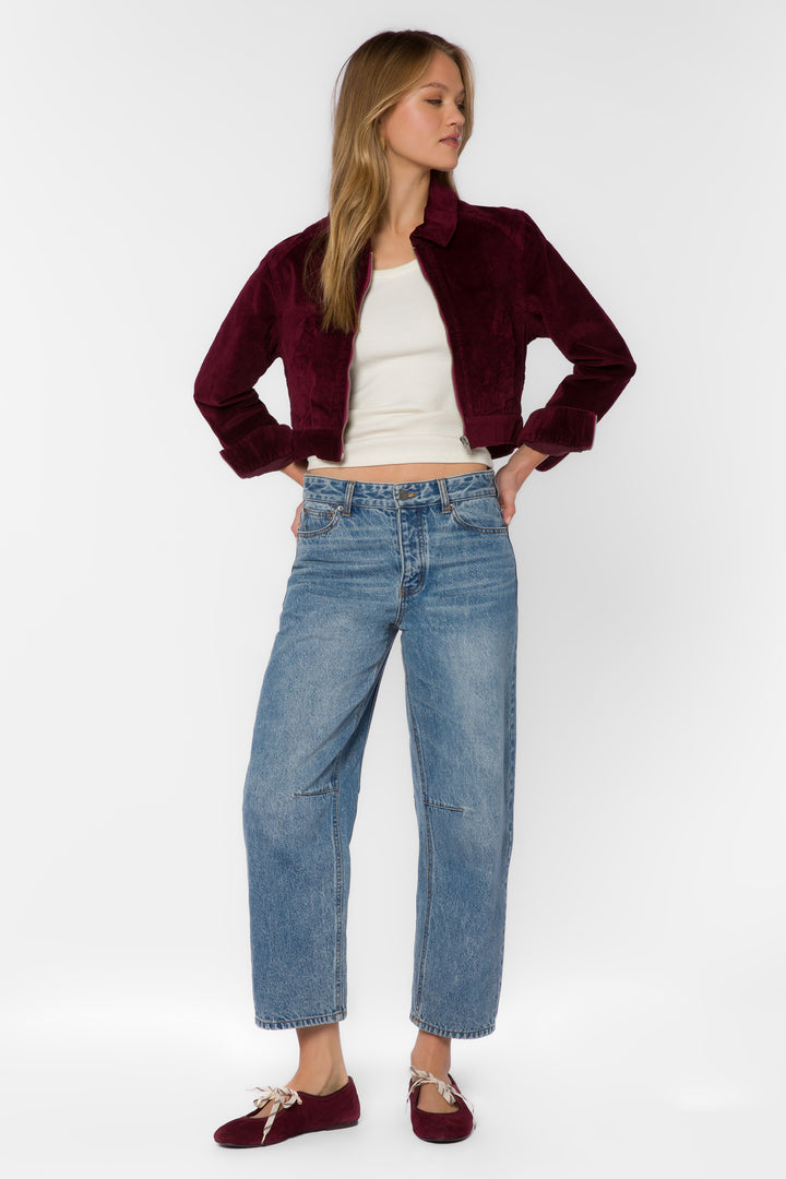 Liesel Wine Corduroy Cropped Jacket