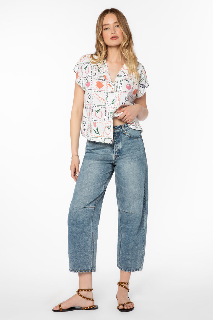 Linnea Multi Stamp Shirt - Tops - Velvet Heart Clothing