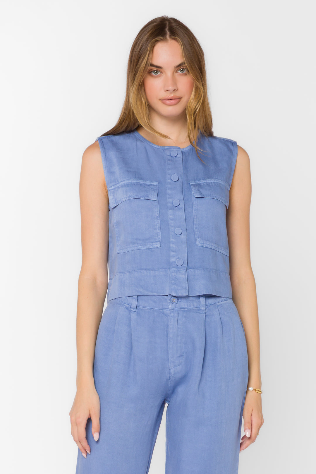 Lozano Peri Sky Vest - Tops - Velvet Heart Clothing