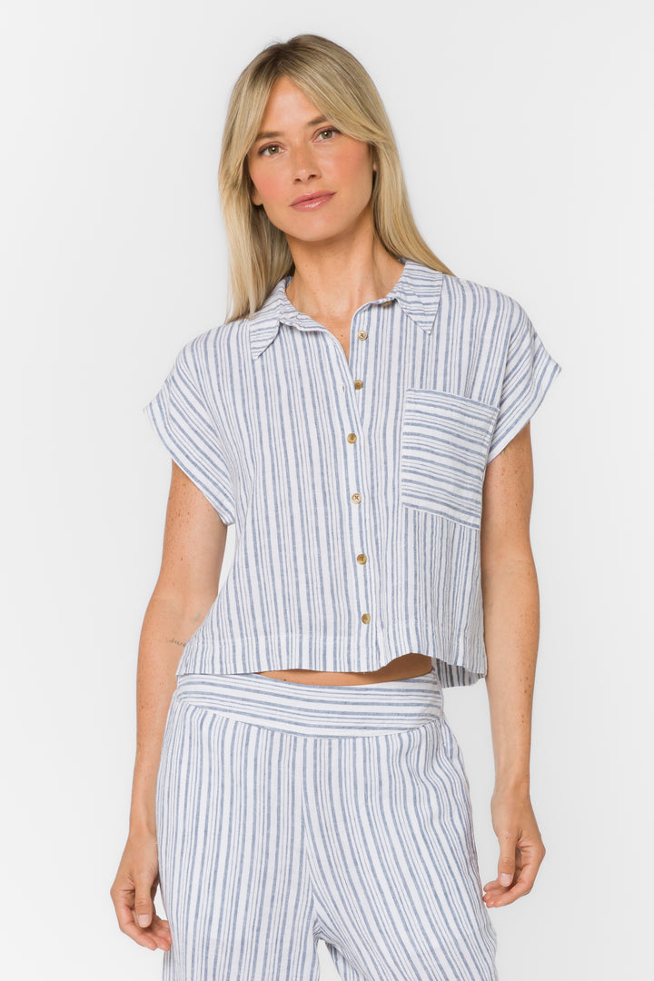 Lucky Blue Stripe Shirt - Tops - Velvet Heart Clothing