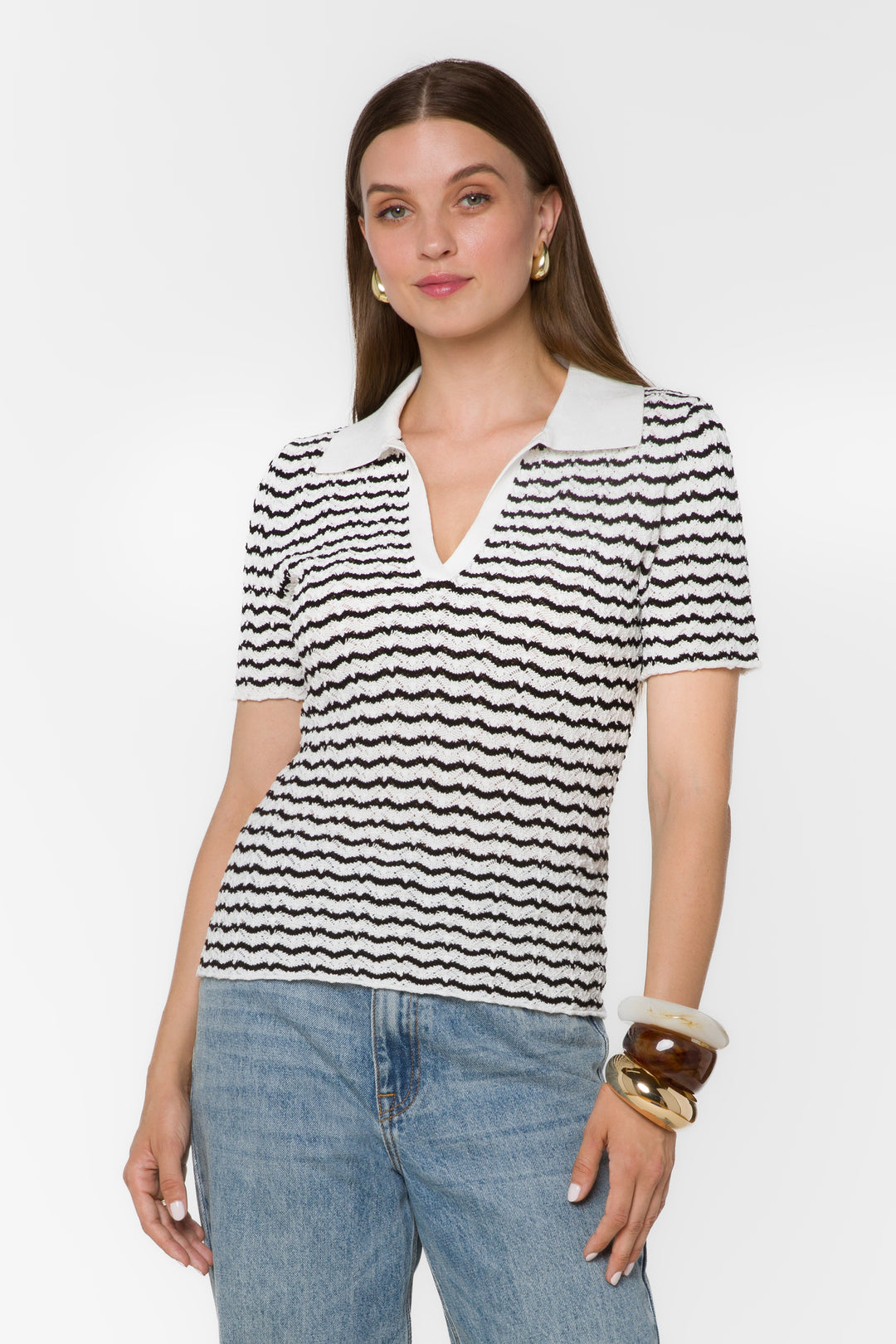 Lucy Black Striped Top - Tops - Velvet Heart Clothing