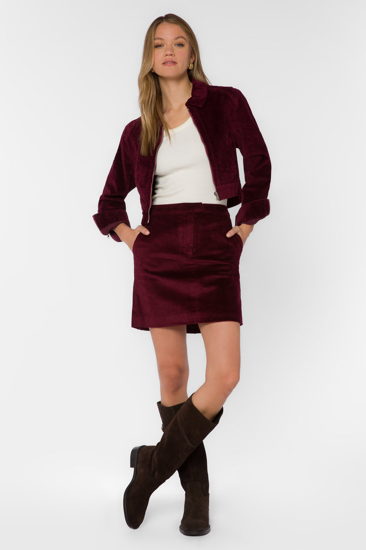 Merrick Wine Mini Corduroy Skirt