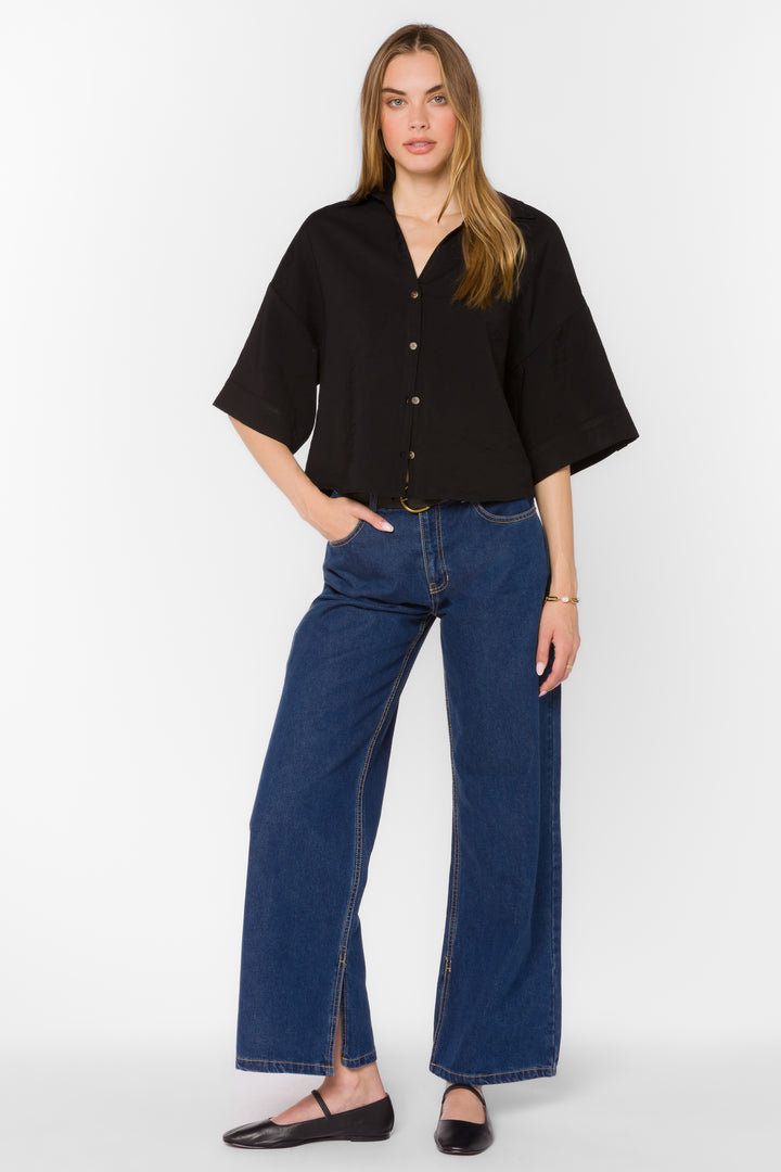 Minx Black Shirt - Tops - Velvet Heart Clothing
