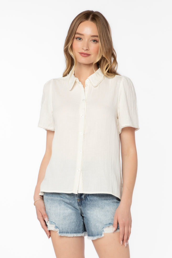 Nadette Optic White Shirt - Tops - Velvet Heart Clothing