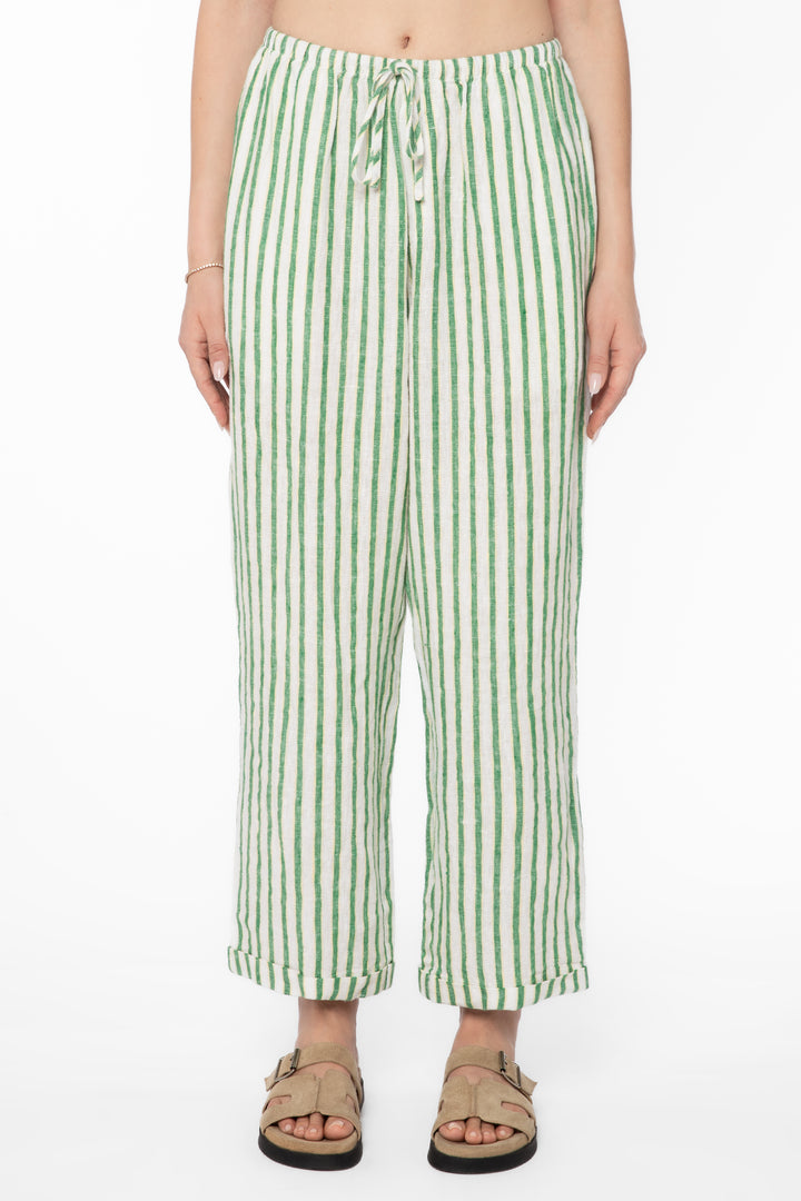 Pierre Green Stripe Pants - Bottoms - Velvet Heart Clothing