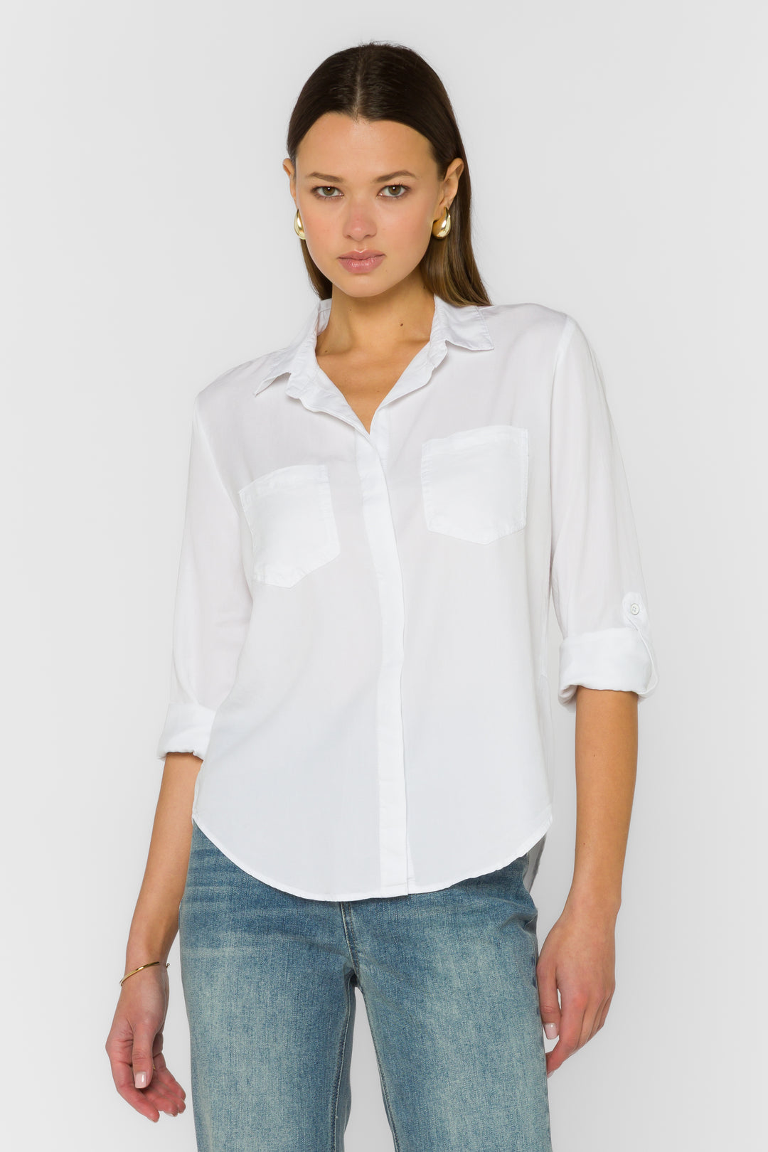 Riley Optic White Shirt - Tops - Velvet Heart Clothing