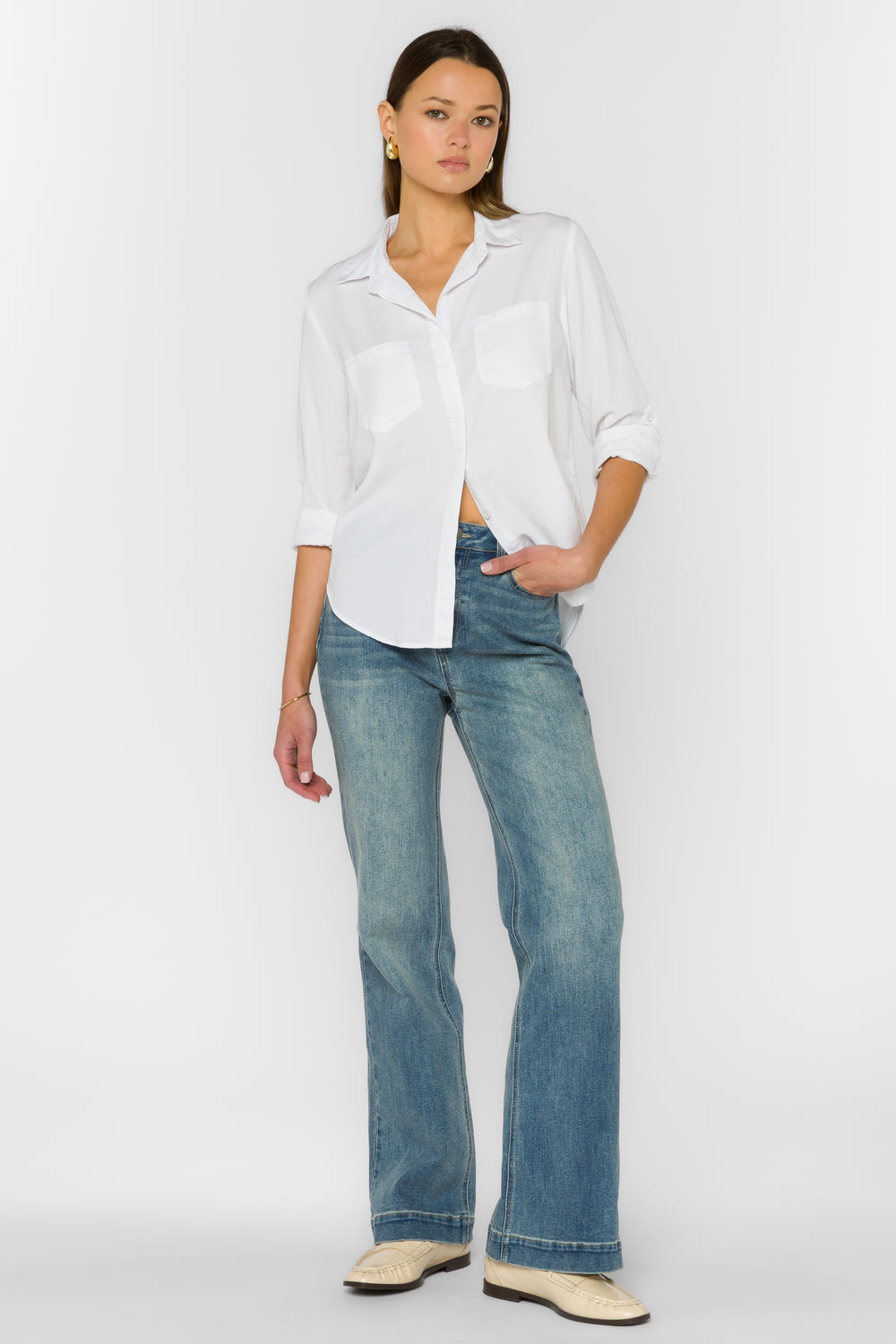 Riley Optic White Shirt - Tops - Velvet Heart Clothing