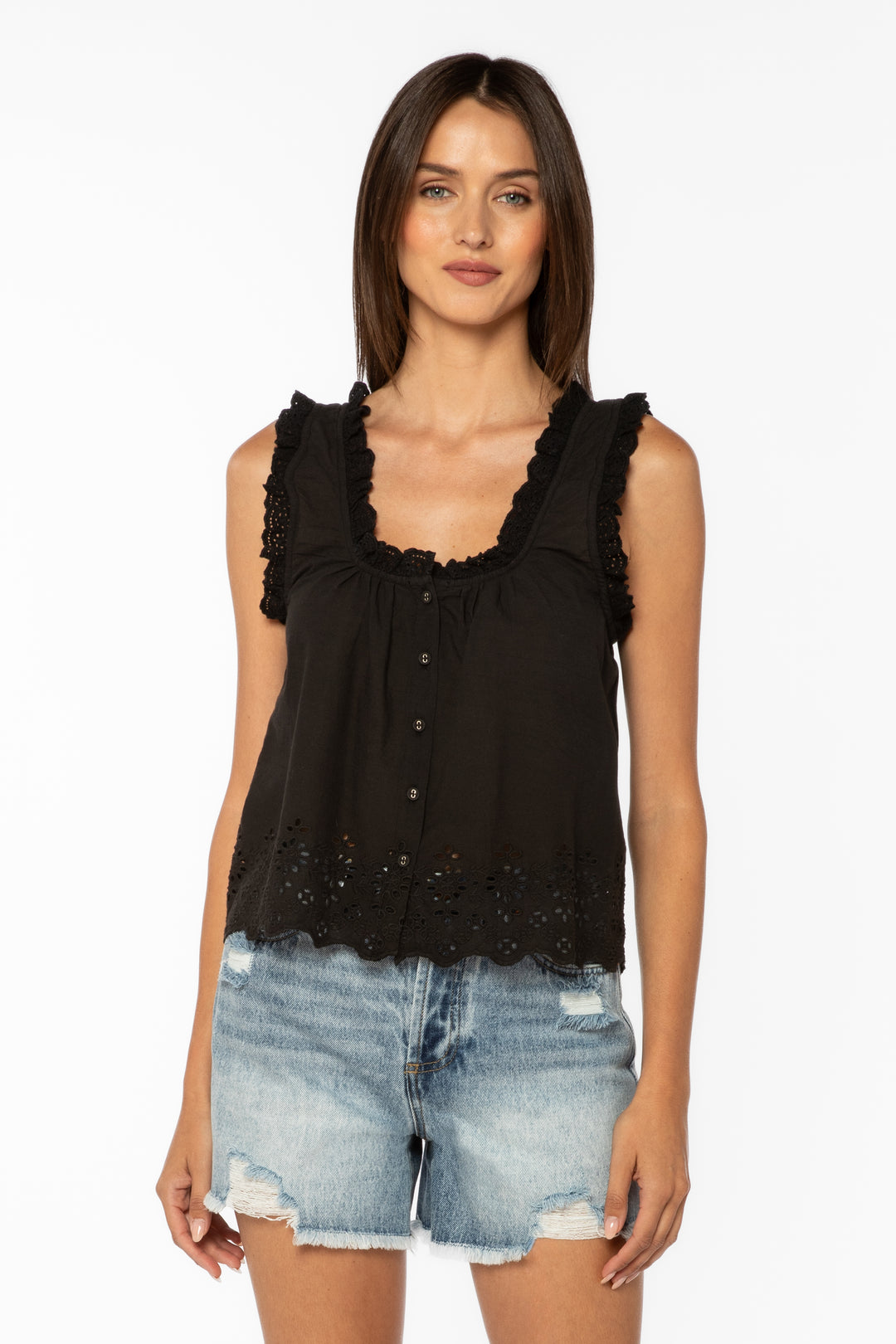 Rosabel Black Tank - Tops - Velvet Heart Clothing