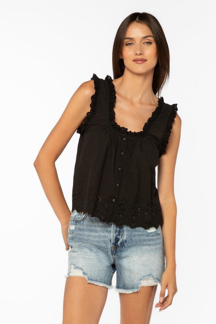 Rosabel Black Tank - Tops - Velvet Heart Clothing