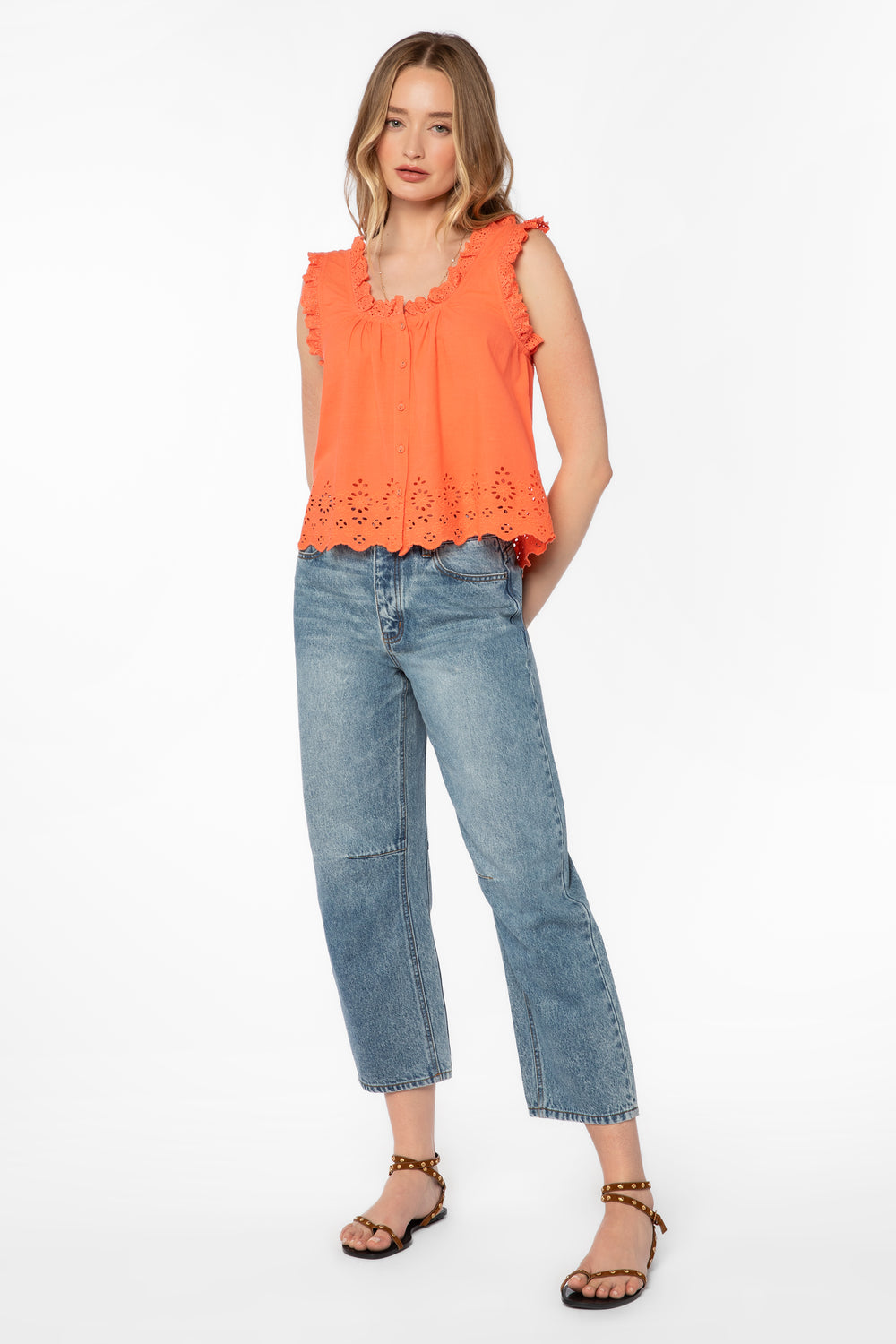 Rosabel Grapefruit Tank - Tops - Velvet Heart Clothing