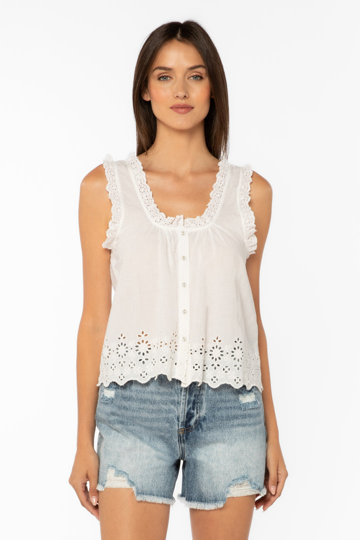 Rosabel Optic White Tank - Tops - Velvet Heart Clothing